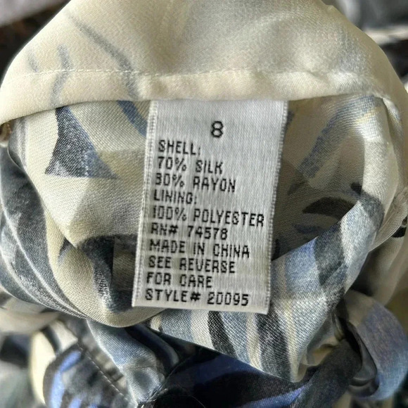 Cache vintage silk halter top beaded palm print excellent Size 8 - Picture 7 of 10